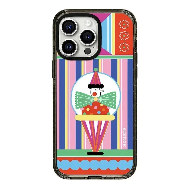 

2.0 Upgrade Acrylic Border Circus Clown Phone Case Cover for iPhone 11 12 13 14 15 Pro Max Case for iPhone 15 Pro