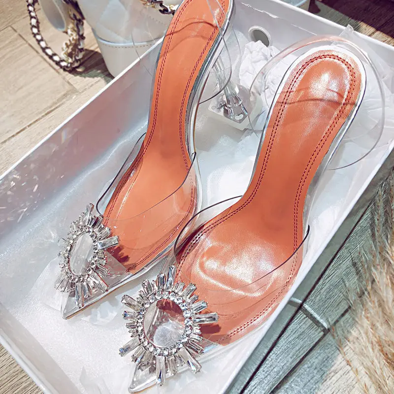 2022 Brand Women Pumps Luxury Crystal Slingback High Heels Ladies Summer Shoes Pumps Woman Heeled Party Wedding Shoes Plus Size