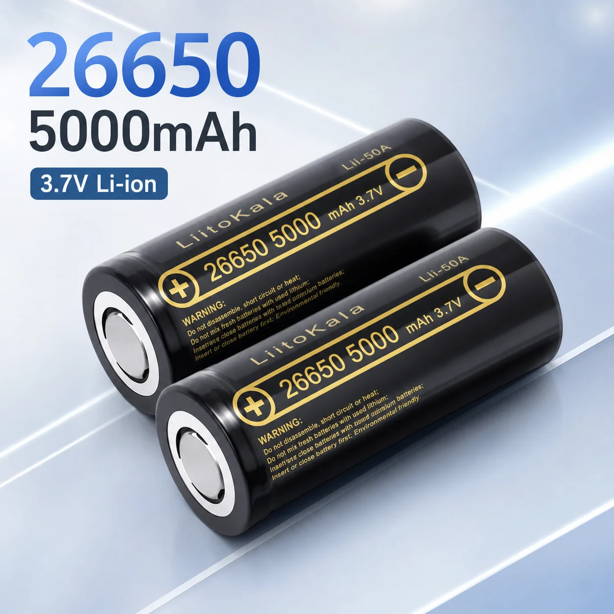 1-16pcs 26650 LiitoKala Lii-50A 5000mAh 3.7V Li-ion Rechargeable Battery for Flashlight Power Bank Use