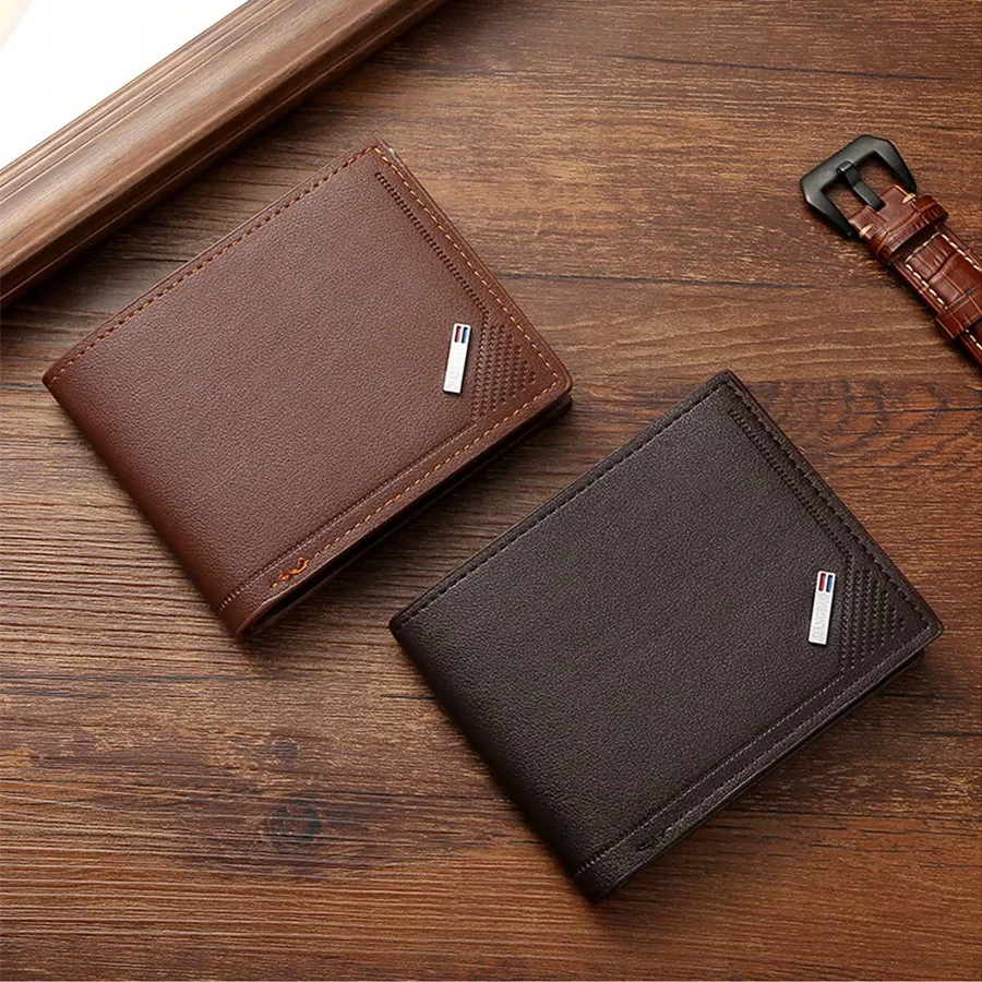 

1-2pcs Men's Pu Leather Short Wallet, Fashionable Plaid Soft Wallet, Large Capacity Multi-Card Slots, Can Store Large Bills, Simple Coin Pocket, Credit Card Bank Card ID Card Photo Slot, Business Casual Style, Is An Ideal Gift For Men's Birthday Or Partne
