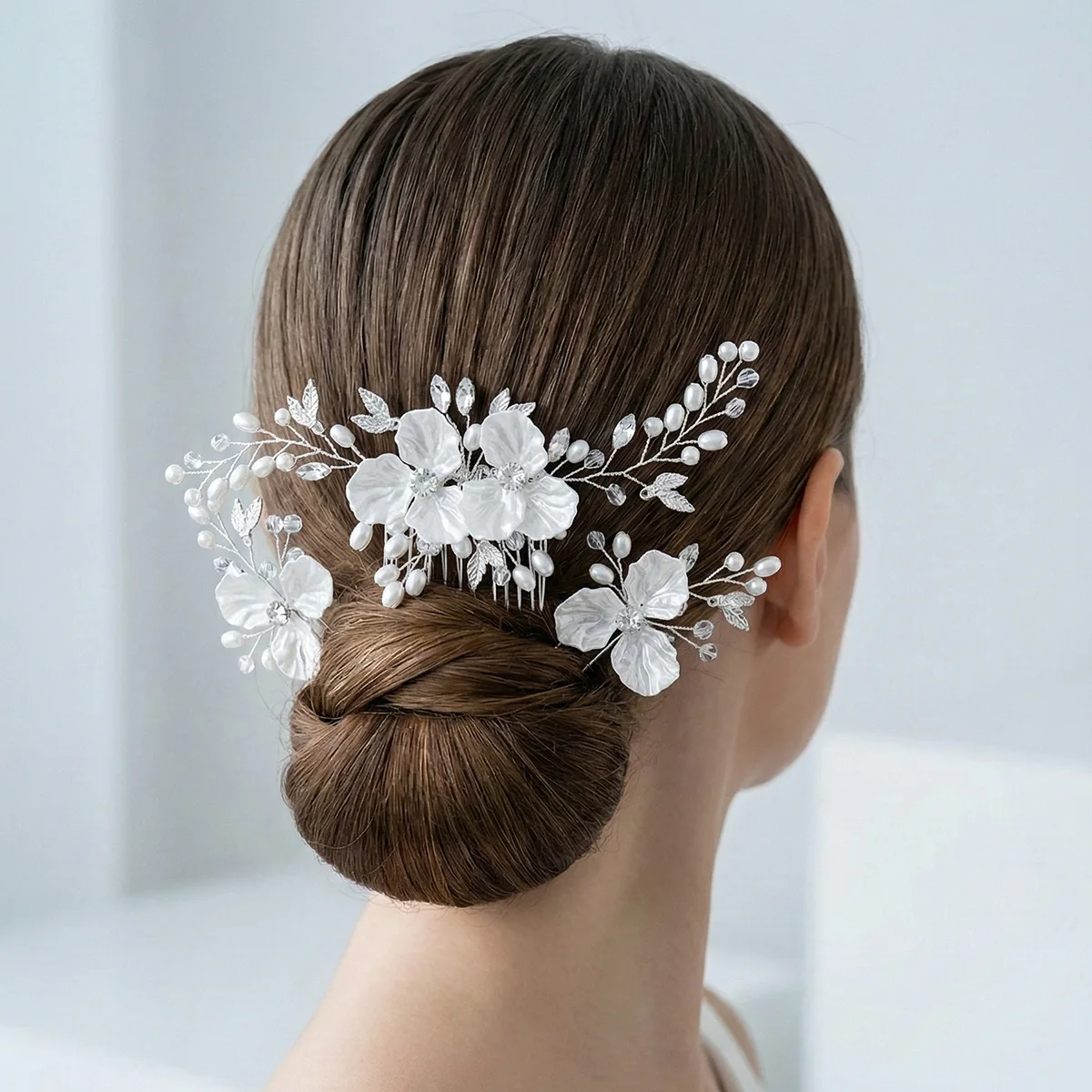 3pc Luxury Acrylic Flower Hair Clip & Pin Set Bridal Wedding Exquisite Jewelry Hair Accessories Handmade Pearl HairClip For Girl