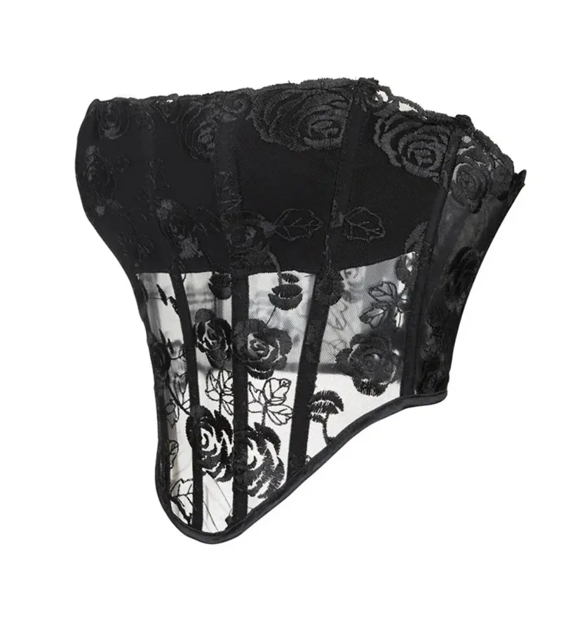 

Женские кружевные топы-бюстье с вышивкой и цветочным узором, без рукавов, с корсетными вставками, сексуальные винтажные укороченные топы