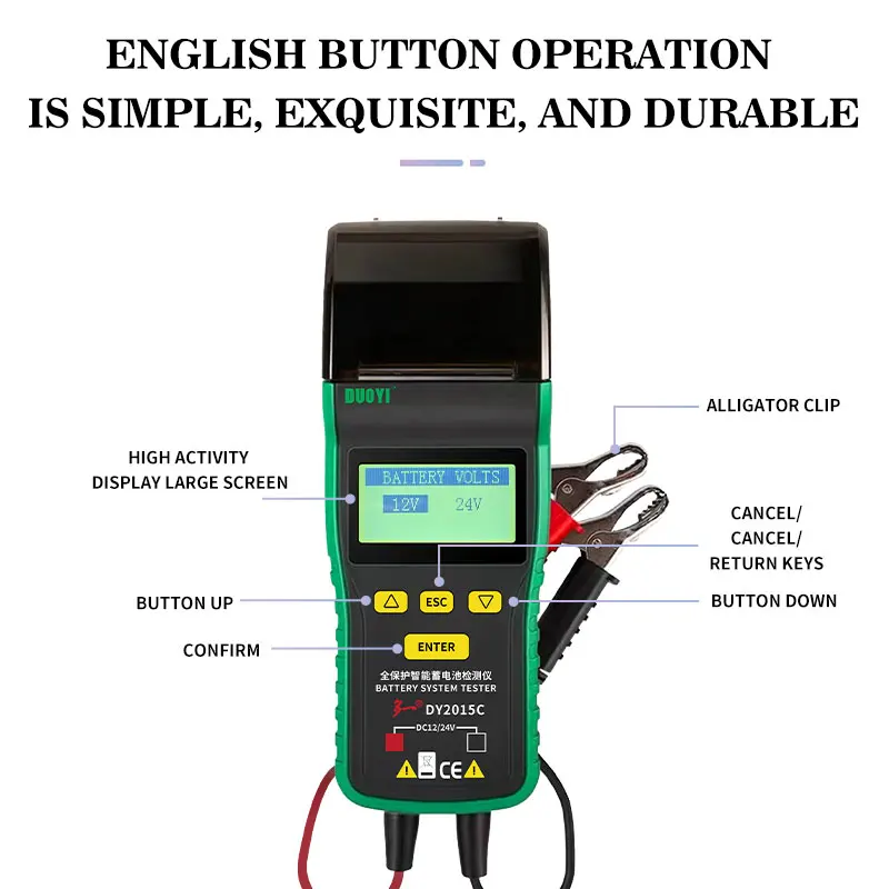 DY2015C Battery Testing Equipment Data Printing Vehicle Battery Health Status Diagnosis Equipment Battery Capacity Tester