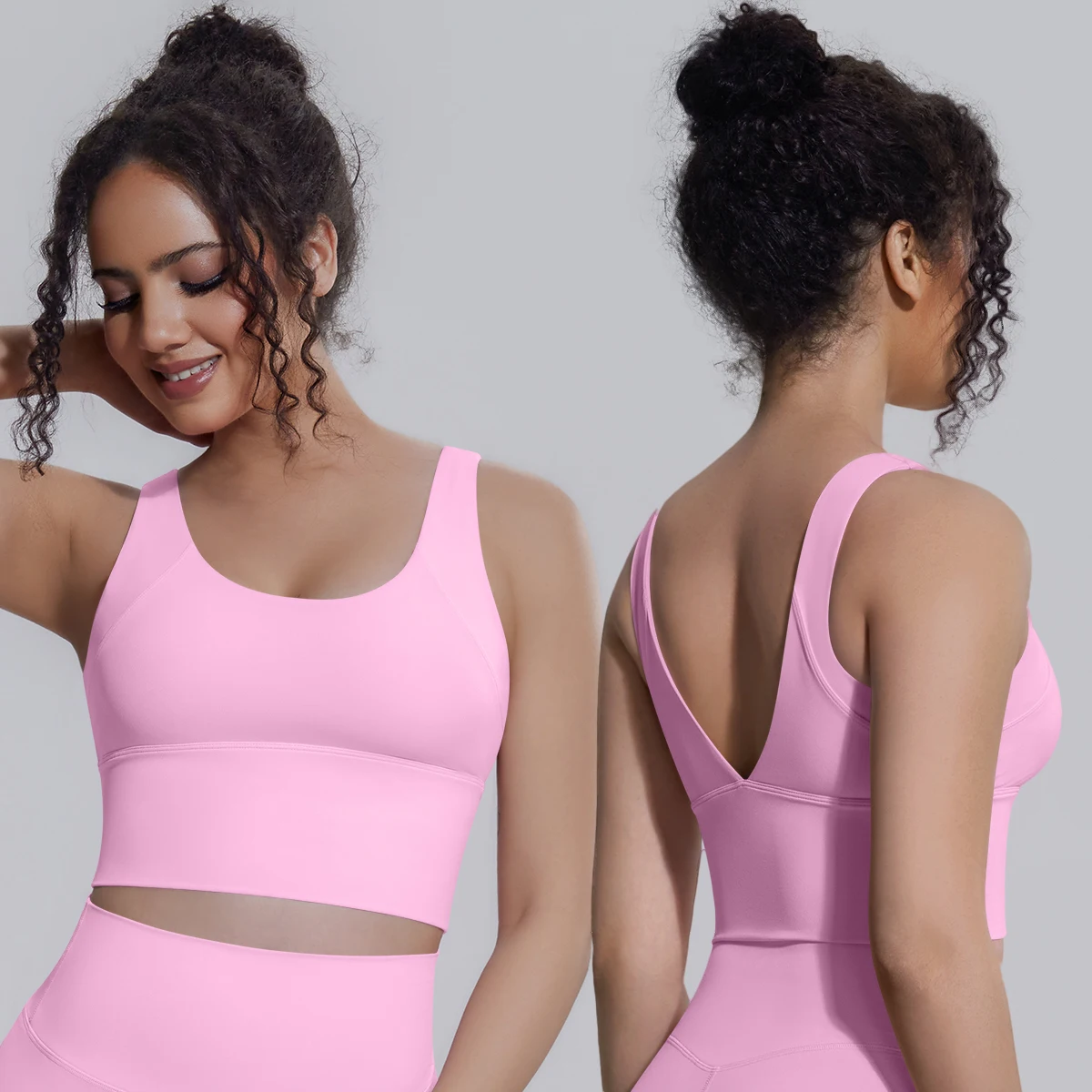 Sujetador deportivo de yoga para mujer, a prueba de golpes, para verano, con espalda hermosa en forma de V, top de fitness para yoga con almohadillas en el pecho ﻿