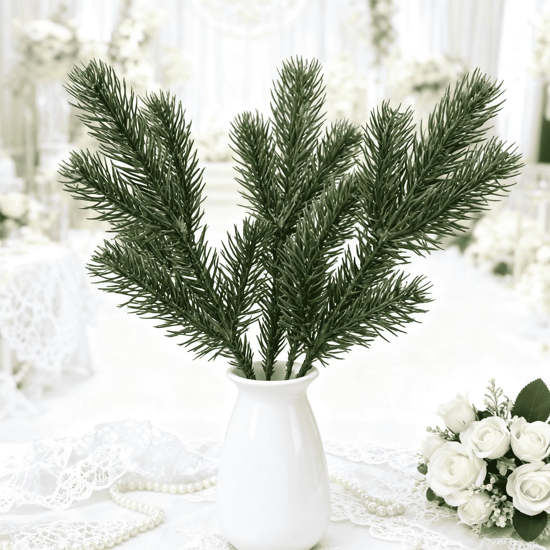 10/30Pcs Artificial Plants Pine Christmas Tree Filler Home Table Decoration Outdoor Garden Accessories Vases Props DIY Gifts Box