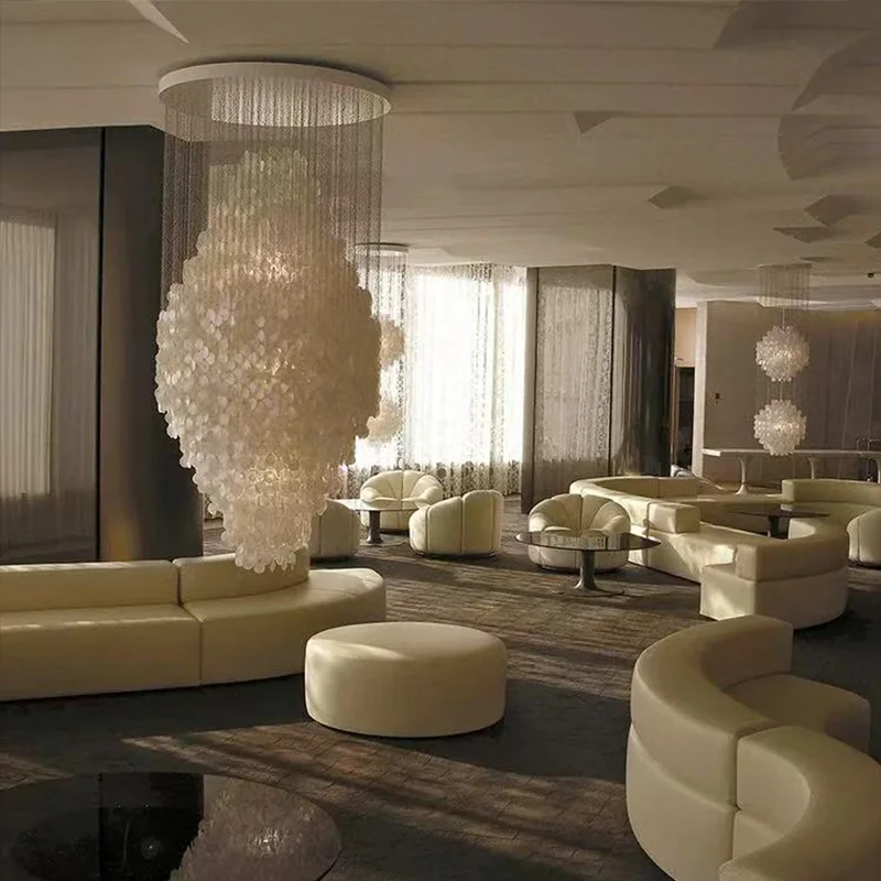 Modern Nordic American French Style Shell Ball Chandelier 2025 Adjustable Three Color Ceiling Light Living Dining Room
