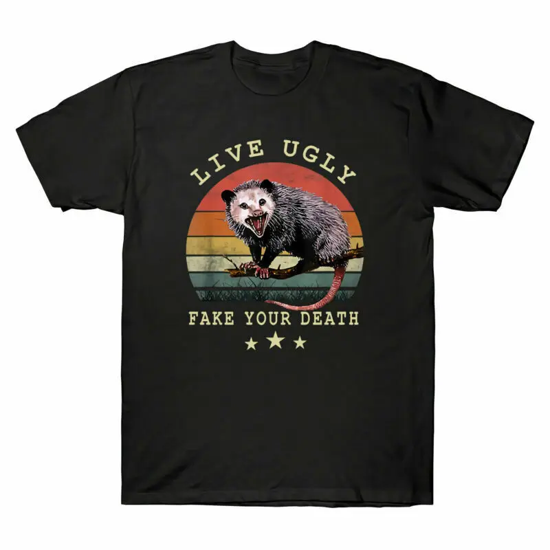 Vintage Live Ugly Fake Your Death Opossum Men's T-Shirt Funny possum angry Tee