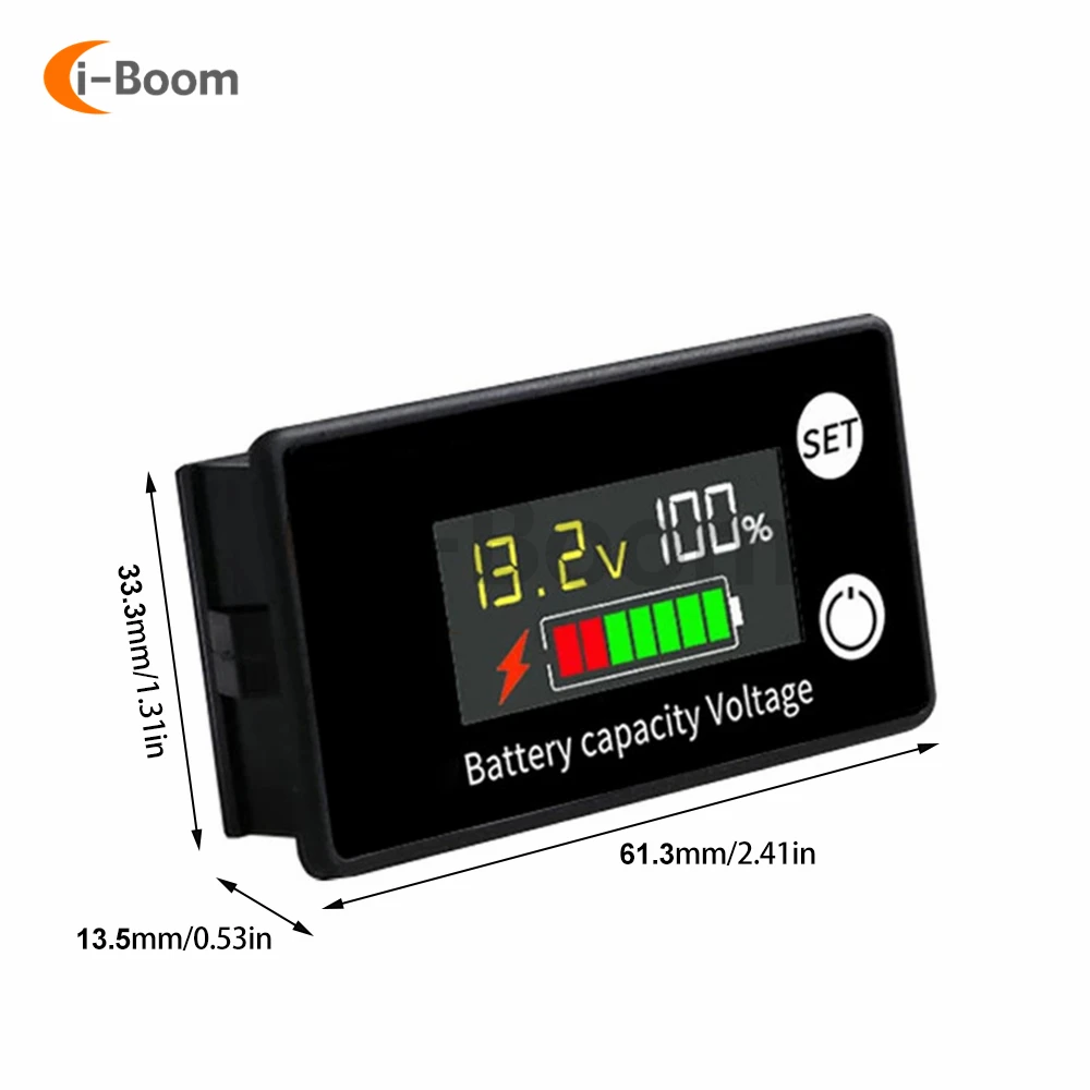 12V 24V 48V 72V Lead Acid Lithium Battery Capacity Indicator DC 8V-100V Li-ion LiFe PO4 Car Motorcycle Voltmeter Voltage Gauge