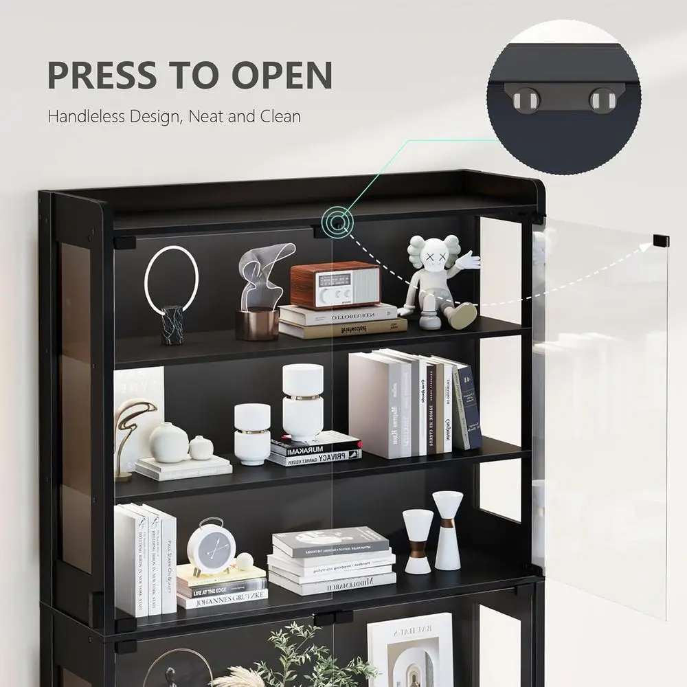 69 Tall Black LED Lighted 5-Tier Display Cabinet for Collectibles and Figurines view 6