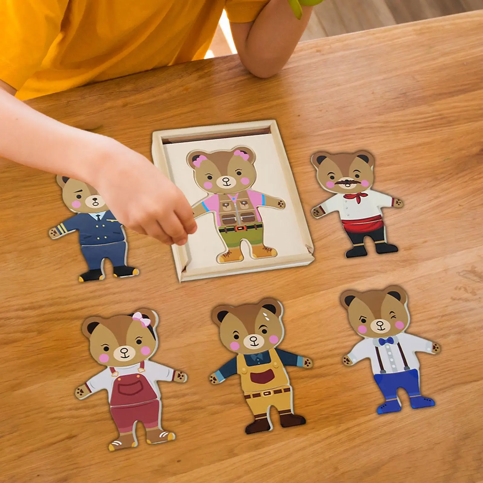 Bear Dress up Puzzle Preescolar Aprendizaje Cambio Ropa Juegos para Niñas Niños