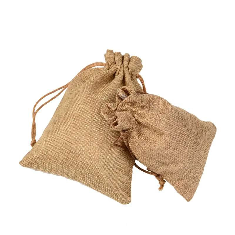 10pcs Linen Bags Cotton Drawstring Gift Bags Wedding Christmas Use Sachet Storage Charms Jewelry Packaging Multi Size Reusable