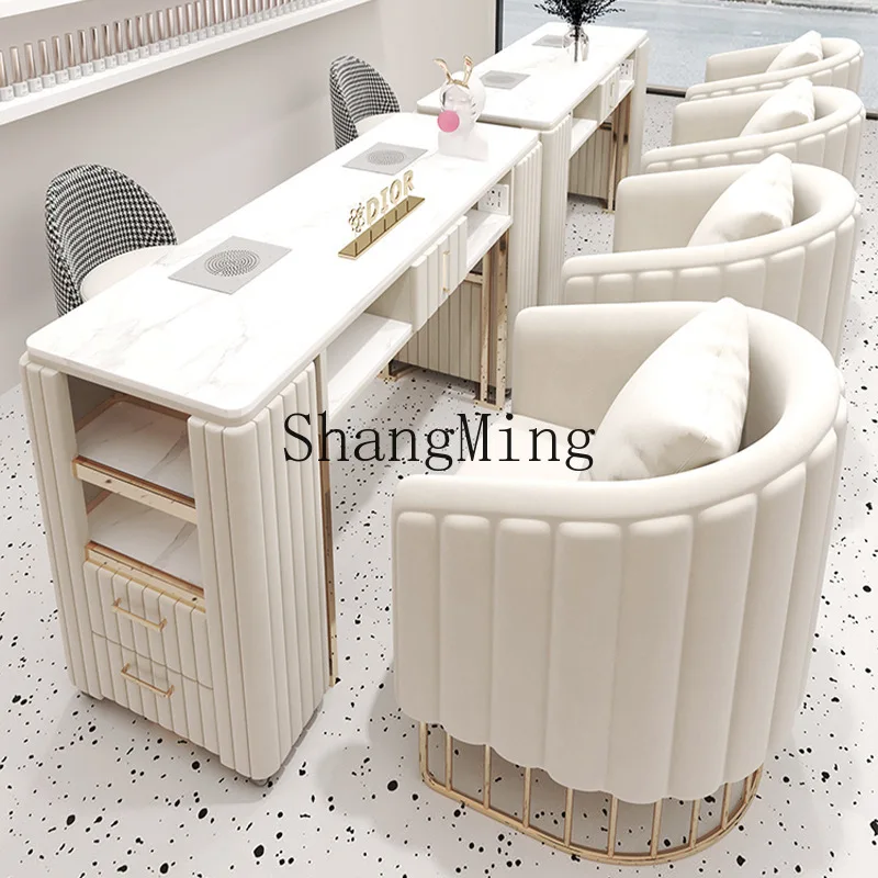 

CL Nail Table and Chair Set Single Double Marble Internet Celebrity Manicure Table Simple Nail Table
