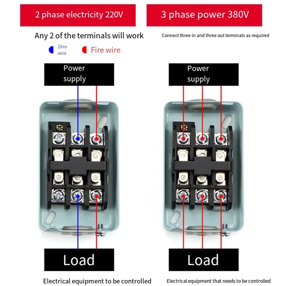 AC220/380V Push Switch Silver Point Power Switch Push Starter TBSN-330 3.7KW Electrical Equipment Supplies