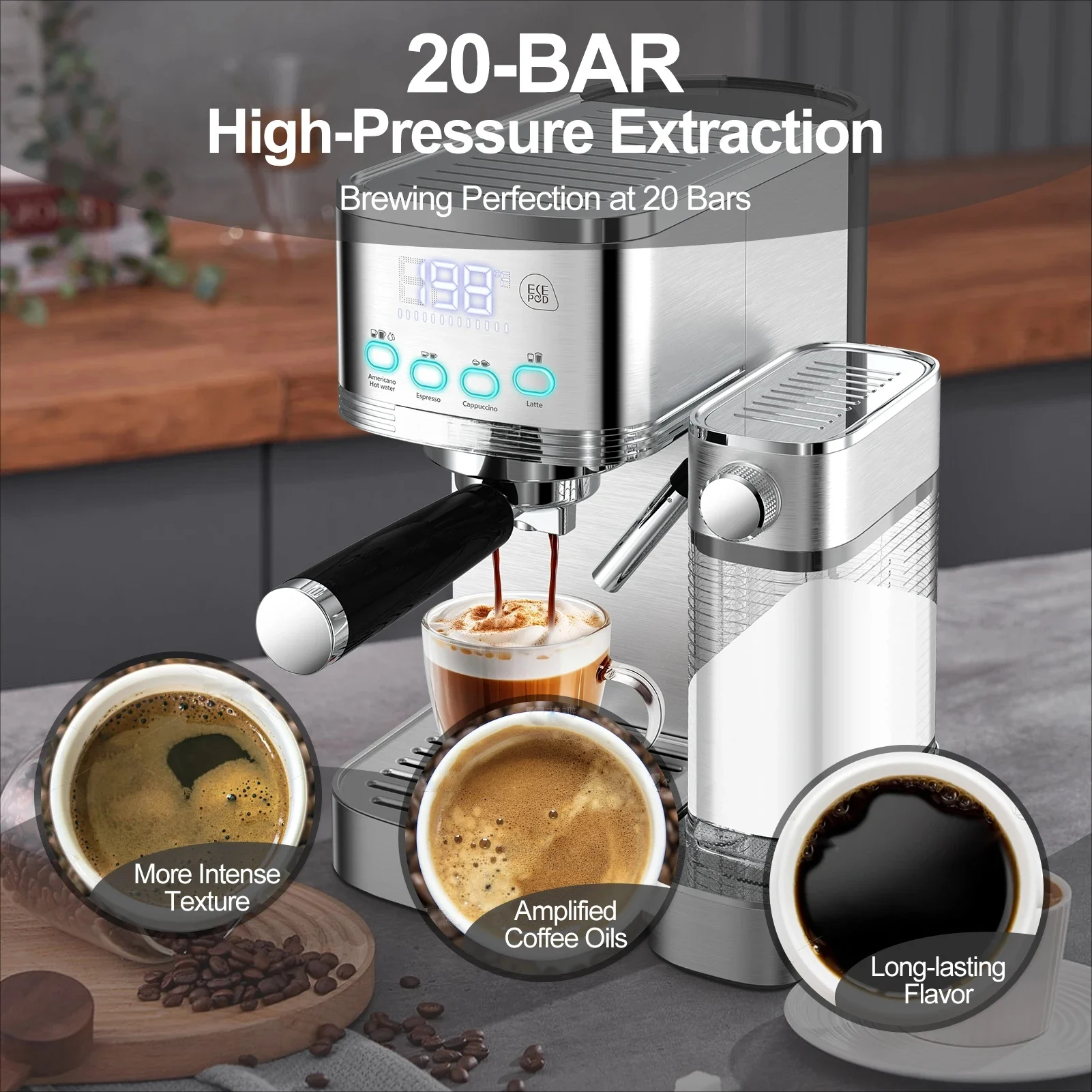 Italian Espresso Machine Small Semi-automatic Milk Foam Integrated Stainless Steel Coffee MachineHOT SALES