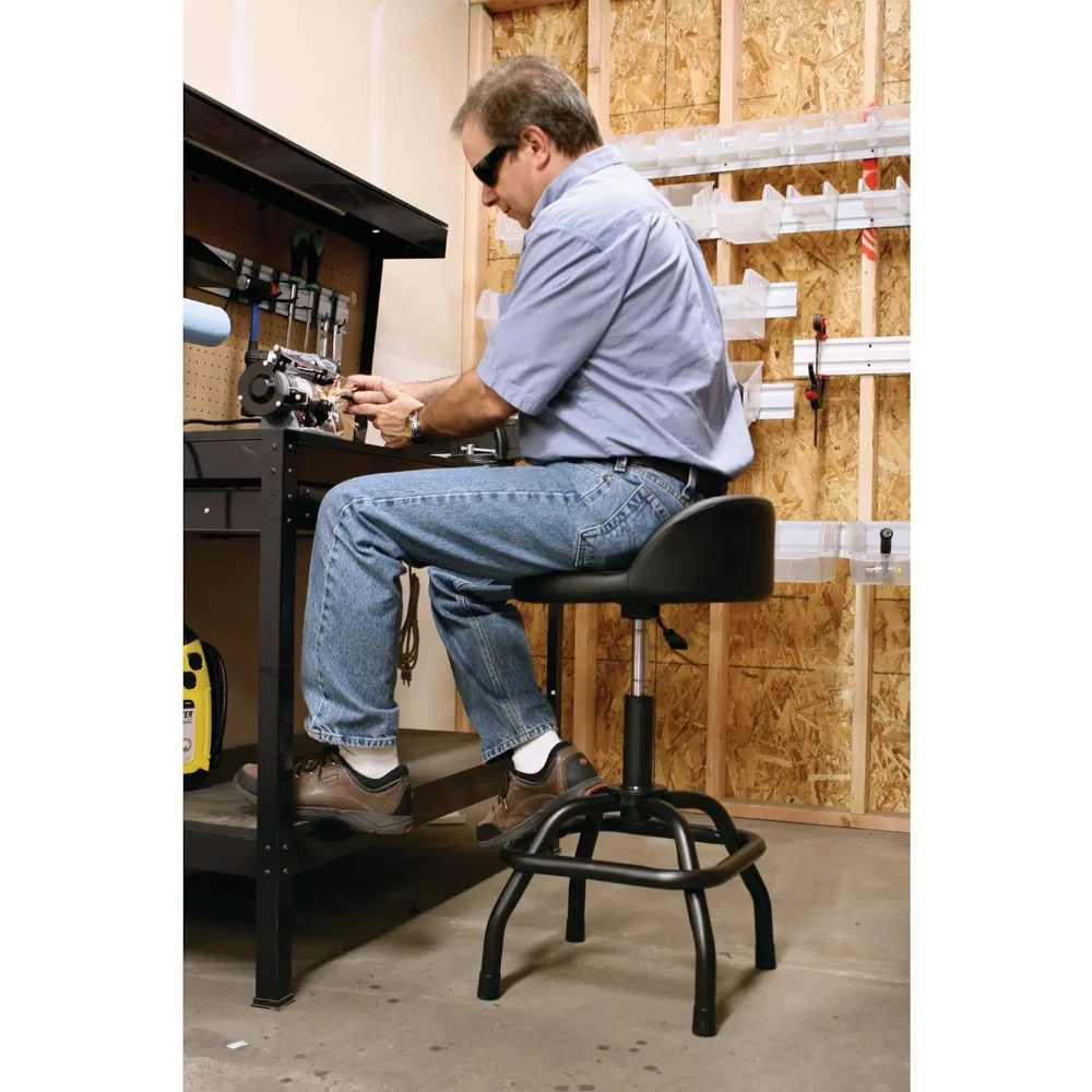 Performance Tool W85011 Adjustable Height Bar Stool, Pneumatic Swivel Bar Stool with Back Support, 360 Degree Swivel