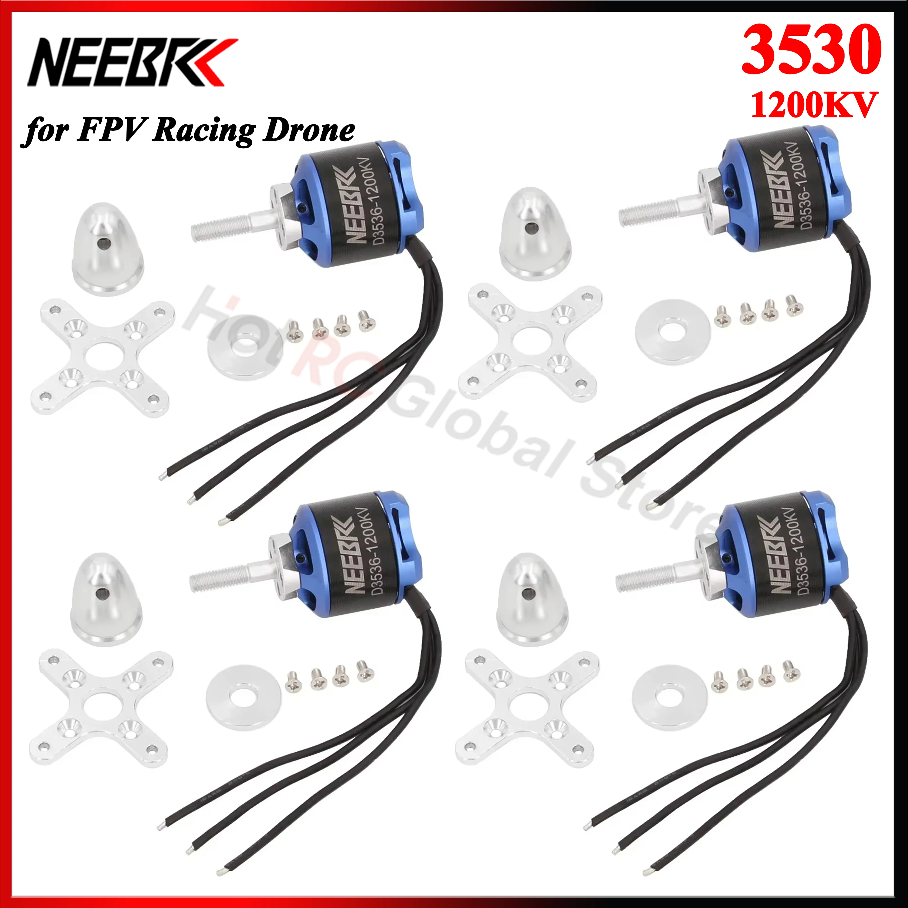 

1/4PCS NEEBRC 3536 1200KV 2-4S 1580g Load Brushless Motor for RC FPV Racing Drone Fixed-wing Quadcopter Airplane Glider Part