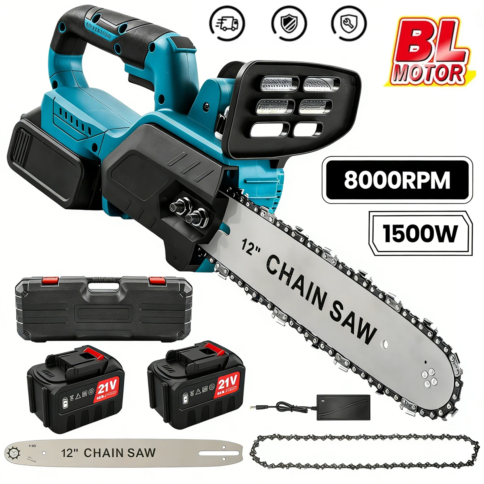 Elektrische Kettensäge, bürstenlos, 16 Zoll, kabelloses Schneidwerkzeug für Holzbearbeitung, 2000 W, tragbarer Gartenschneider für Makita-Akku