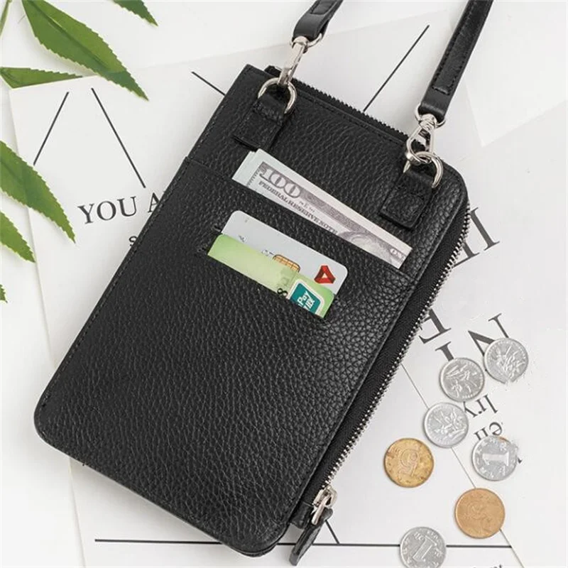 Fashion Genuine Leather Phone Crossbody Bag Women Mini PU Leather Shoulder Messenger Bag 2025 New Ladies Luxury Phone Purse