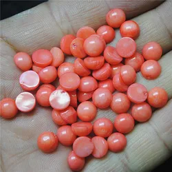 20PCS Nature Pink Coral Cabochons 7MM 8MM Round Shape No Hole Caps Natural DIY Genuine For Pendants Making Accessories