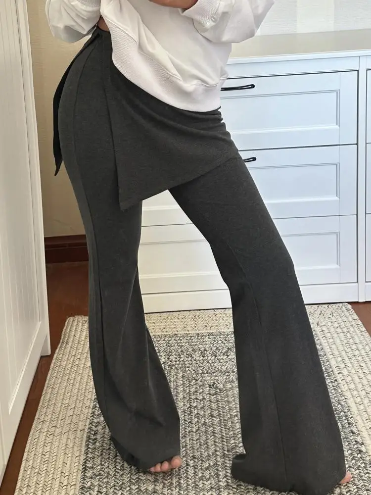 

Повседневные брюки Slim Fit с высокой талией и широкими штанинами, универсальные, длинные, из смесового хлопка, осенне-зимние модные брюки для женщин