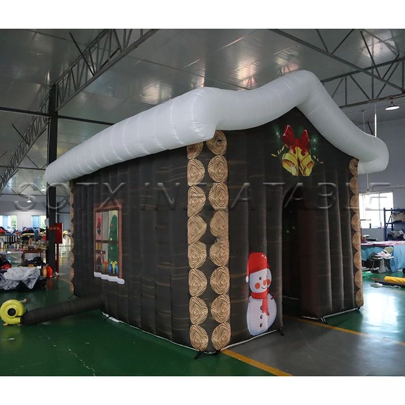 

for sale Free Christmas house air ship to door,5x3.5m inflatable santa grotto, customized air blow up