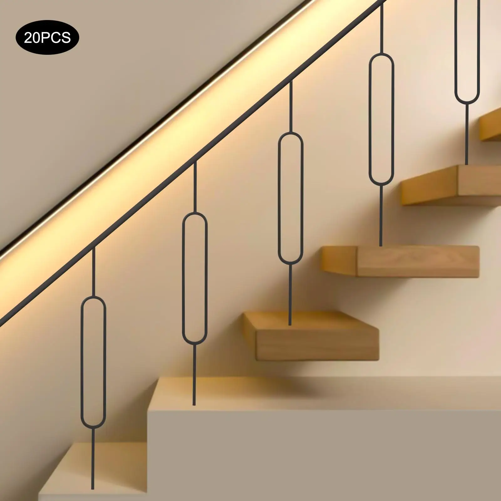 

Black Iron Railings - 44X0.5In Elliptical Style, 20 Pieces, No Base, Modern Industrial Home Upgrade