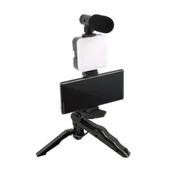 Multifunctional Mobile Phone Holder Desktop Mobile Phone Holder Live Broadcast Mobile Phone Holder Fill Light with Microphone Set Slr Conference Light