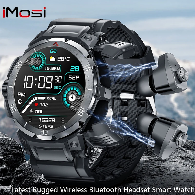 2025 NFC Headset Smart Watch 2 in 1 TWS Wireless Headphone Local Music Call Men SmartWatch Heart Rate Monitoring Sports Watch