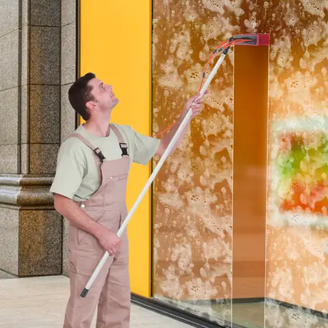 7,4 m/24,3 fot rengöringsborste och stång för solpaneler, justerbar vattenmatad stång, fönsterputsningssystem, fönsterputsningssats 6 best sales solpanelborste - №3