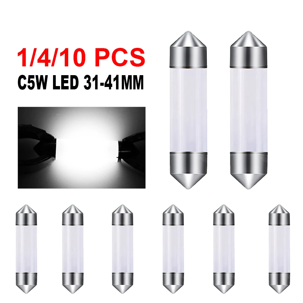 1/4/10 PCS C5W Festoon LED Bulbs 31mm 36mm 39mm 41/42mm Car Interior Dome Reading Trunk License Plate lights 12V COB 6500k White