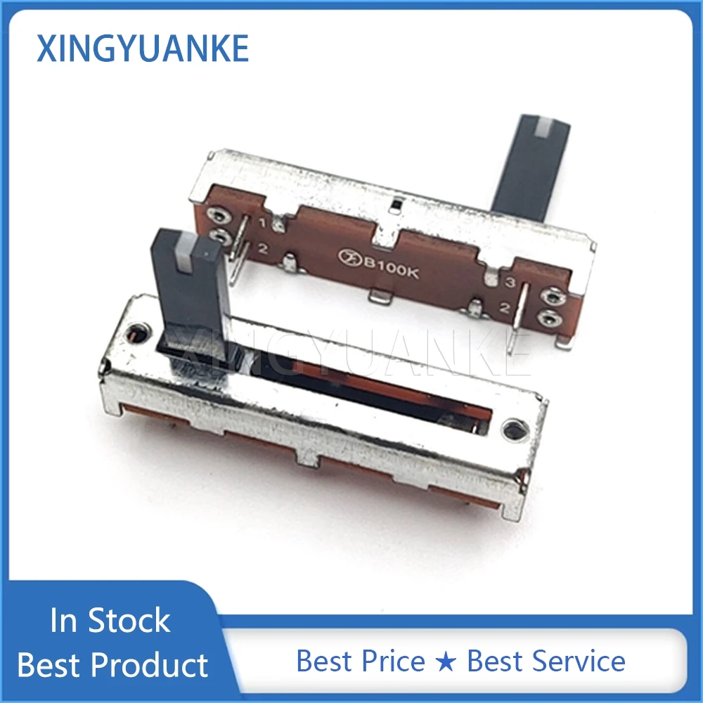 2PCS SC2042N 35MM Straight Slide Potentiometer B100K With Midpoint 3.5CM Mono Mixer Fader B104 4-Pin Handle Length 15MM