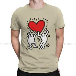 Haring Geometric Graffiti Heart Retro T Shirt Punk Men's Tees Summer Cotton Clothing Harajuku O-Neck TShirt