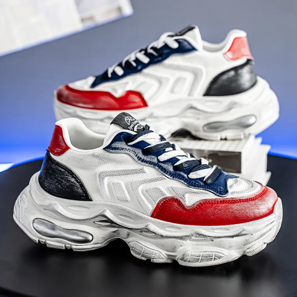 

Trendy low top casual breathable board shoes autumn new item thick sole 2025 men's shoes Korean version versatile white shoes