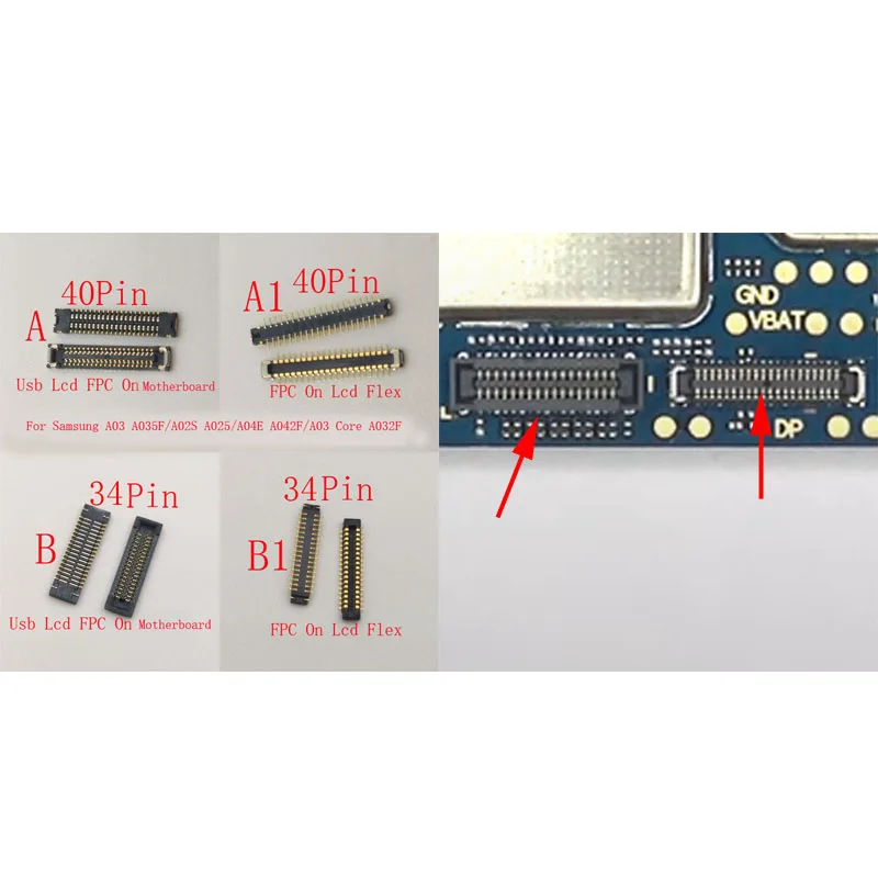 2-50Pcs Usb Charger Jack FPC Connector Plug Lcd Display For Samsung Galaxy A03 Core A035F A02S A025 A04E A042F A032 34 40 Pin