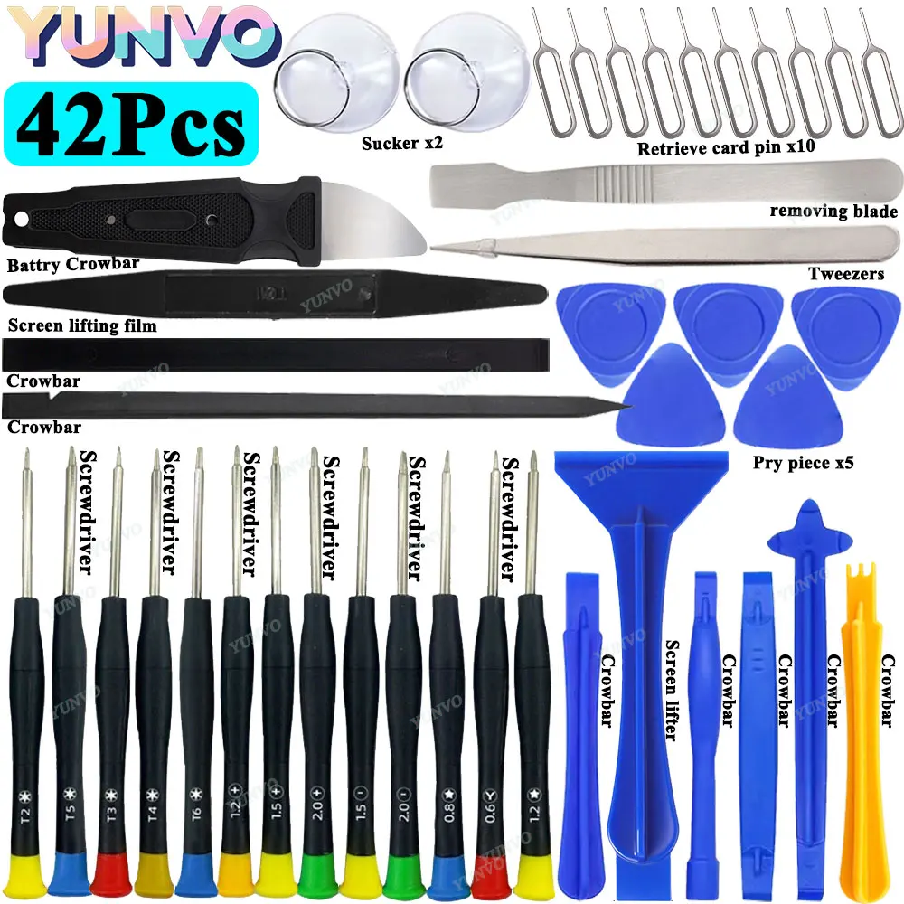 42 in 1 Mobile Phone Repair Tools Disassemble Repair Kit for iPhone Screwdriver Combination Skid Multi Function Disassembly Set