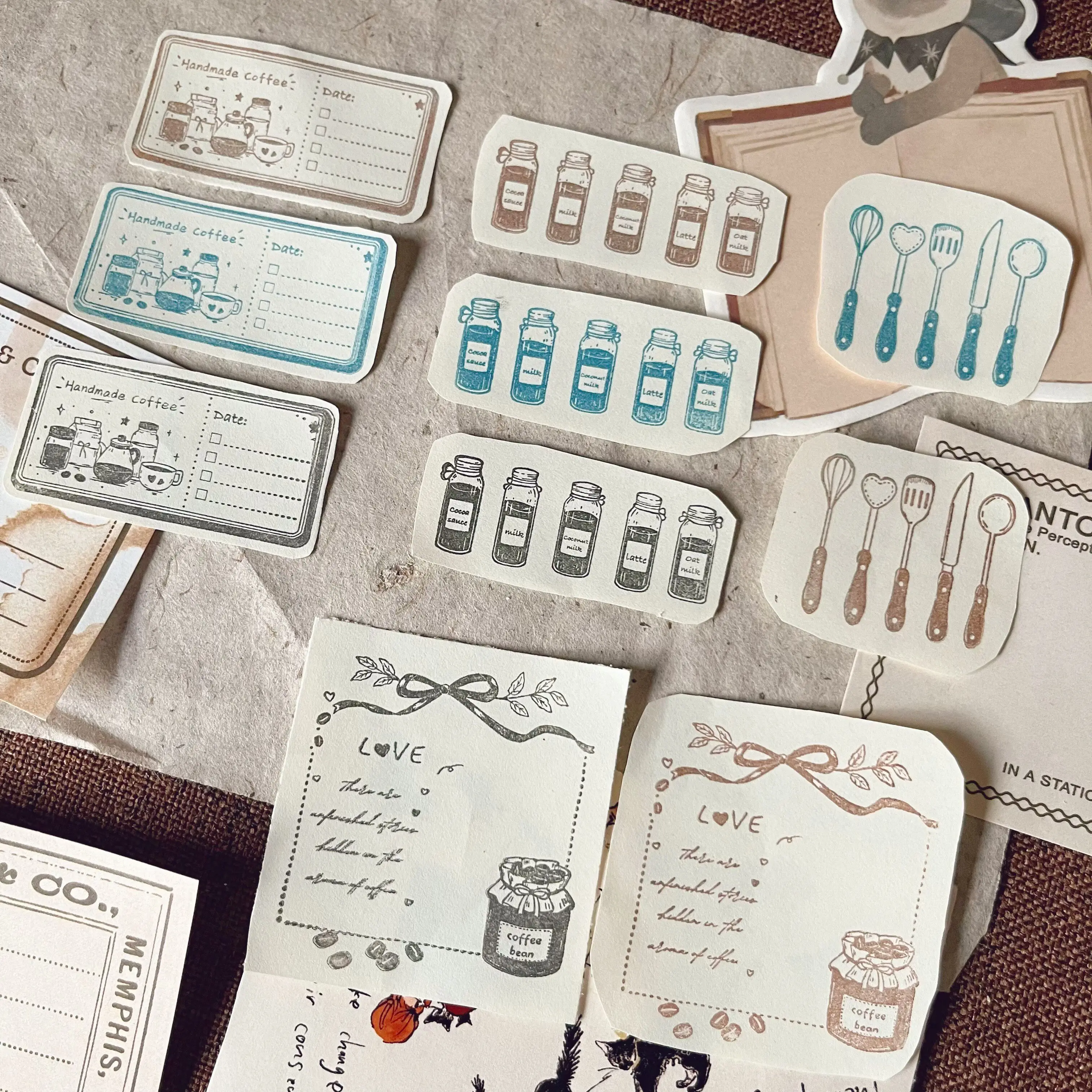 YGJ Salt Retro Coffee Theme Journal-Stempel Holzstempel Holzstempel Journal Collage DIY Scrapbooking – Detail 13