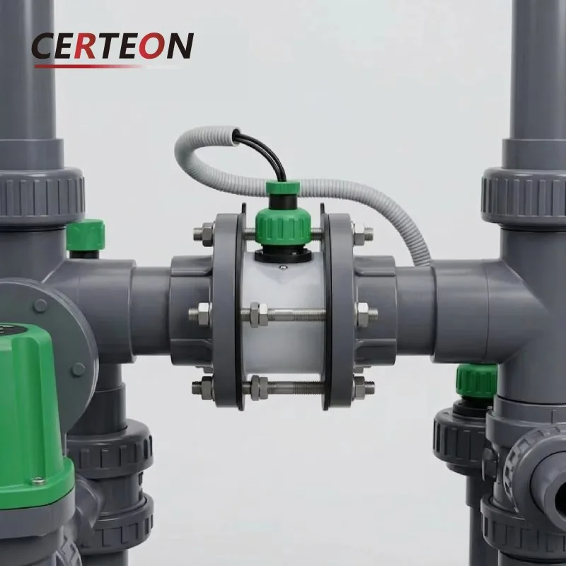 Industrial PP Insertion Flow Sensor Paddle Wheel Flow Meter DN20-DN50 Flange Clamp 50-750L/min Water Treatment