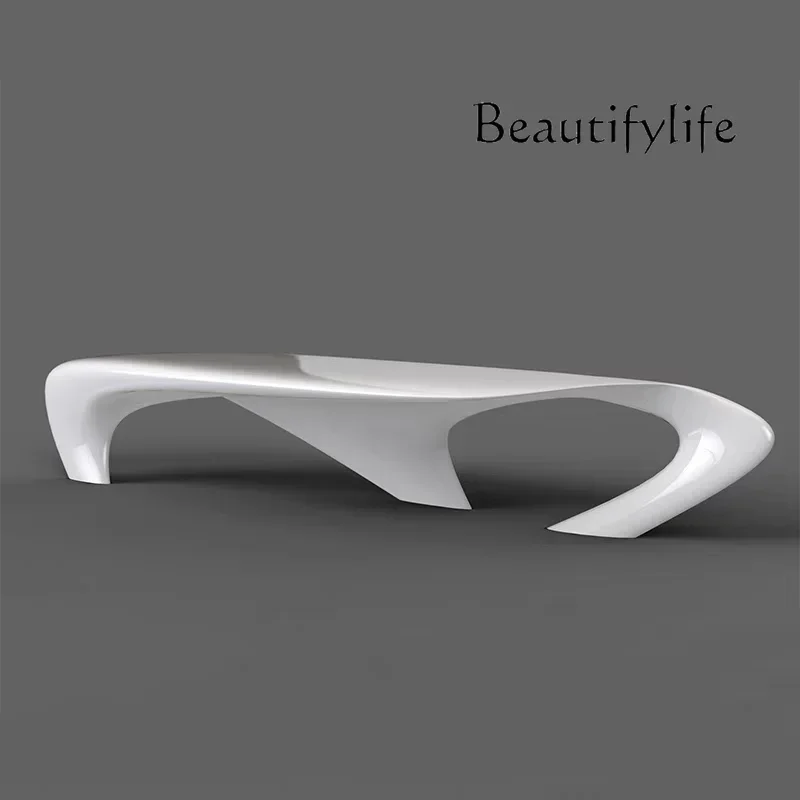 WER M FRP Moon Coffee Table Resting Area Special-shaped Landscape Moon Coffee Table Living Room Creative Art Modeling