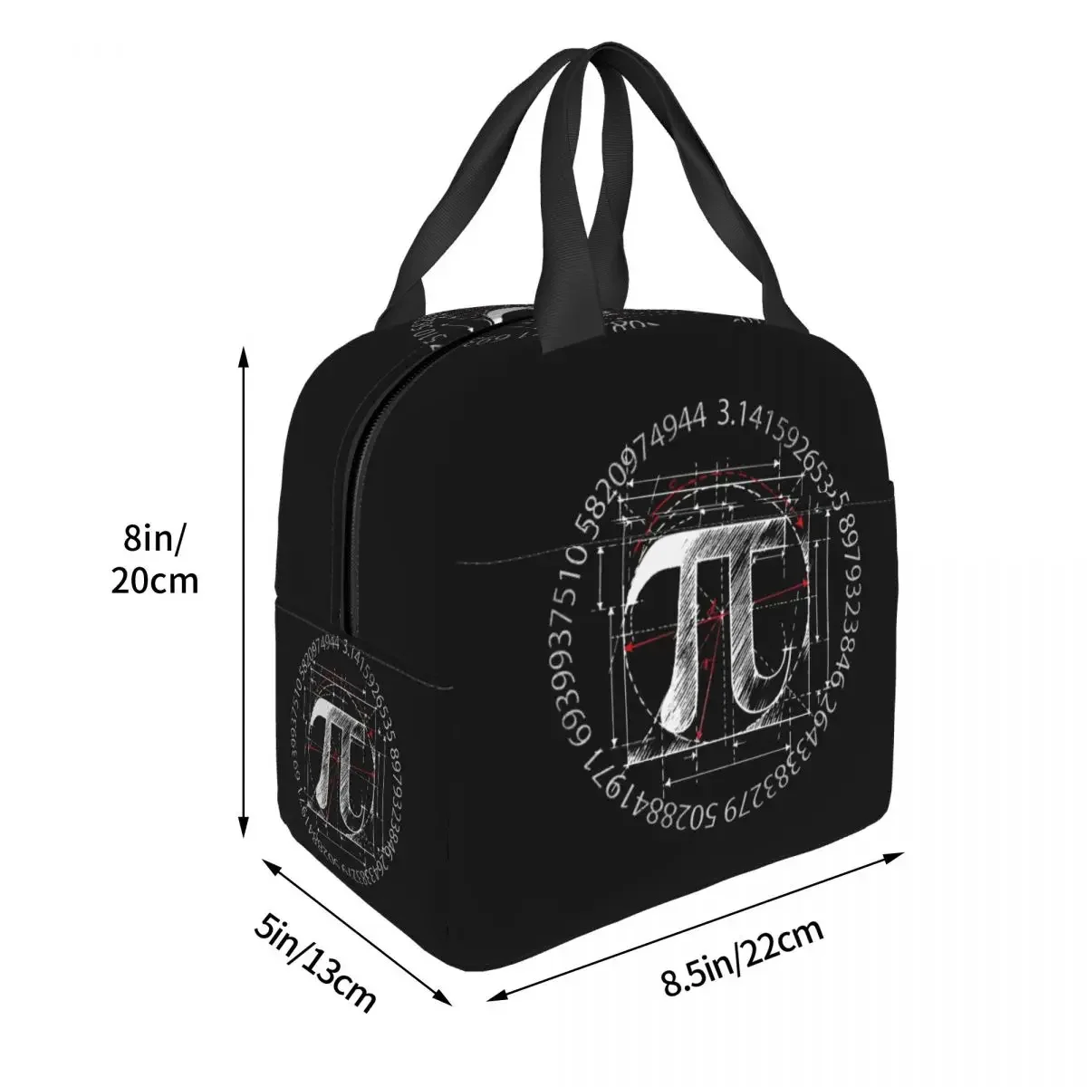 Pi Symbol-fiambrera térmica con dibujo de líneas para mujer, bolsa de almuerzo con aislamiento térmico para alimentos, bolsas de mano portátiles para Picnic y trabajo