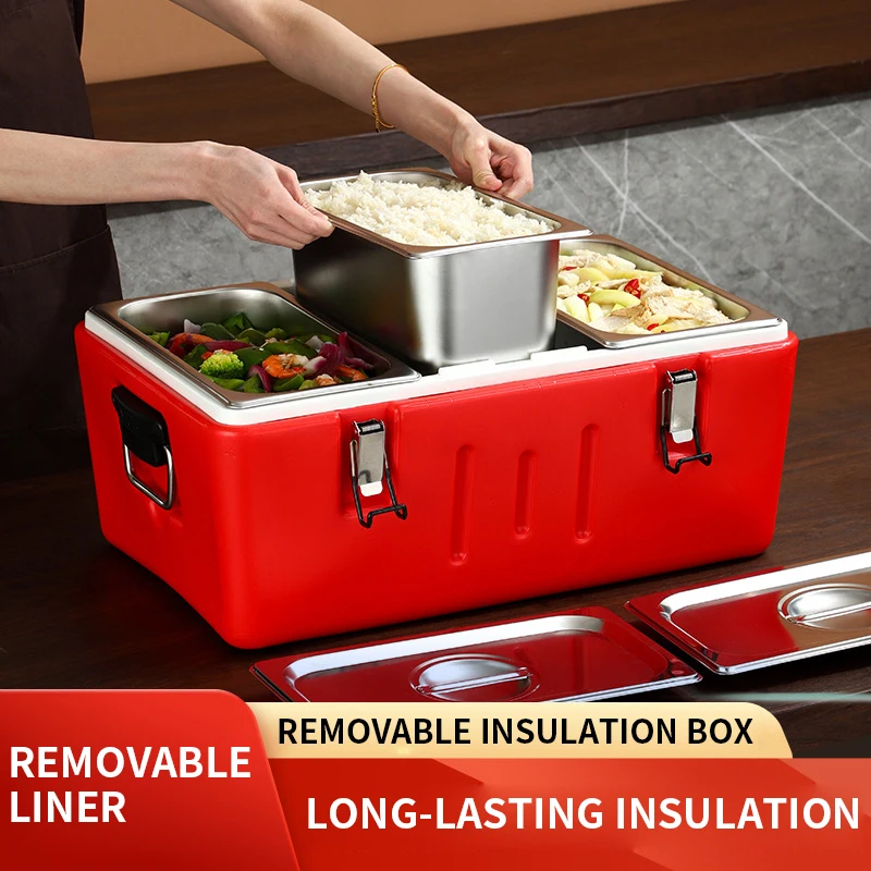 1/2/3/4 خزانات معزولة الغذاء عموم الناقل تكويم المطاعم صندوق ساخن مع مقالي من الفولاذ المقاوم للصدأ جهاز تسخين الطعام لمطعم مقصف