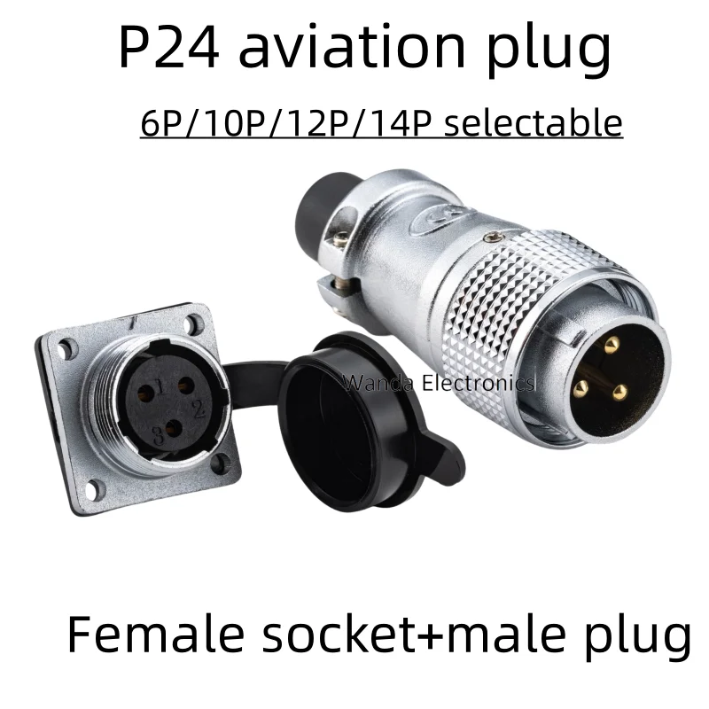 

P24 Aviation Plug Connector Opening 24mm Cable Type Panel Installation 6P 10P 12P 19P Male Plug Female Socket