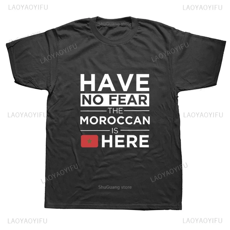 مضحك تي شيرت للرجال ليس لديهم خوف المغربي هنا طباعة بلايز خطابات الجرافيك تي شيرت ملابس حريمي Hipste القطن المحملة #2