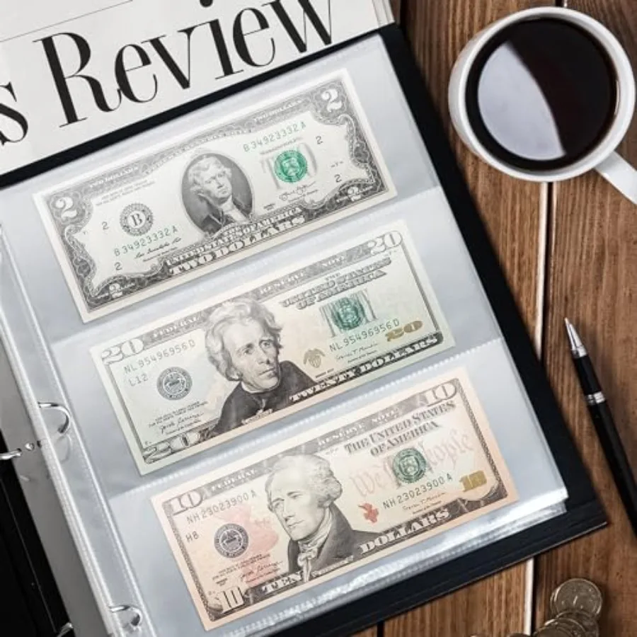 50 حزمة من أكمام الكاري 3 أكمام الأوراق النقدية 8.5 × 11 ورقة حماية لألبوم الأوراق النقدية لحامل الكاري #6