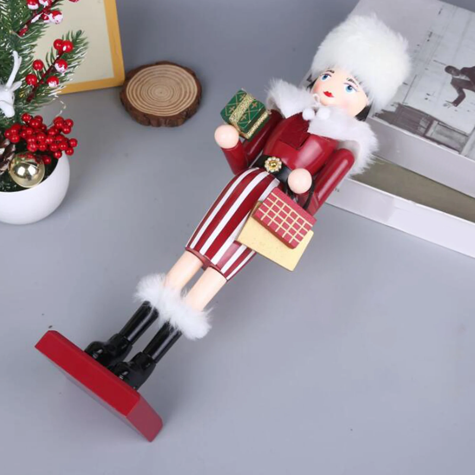 38cm Wooden Nutcracker Ornaments Nutcracker Figurines Desktop Ornaments Gift  Christmas Decoration