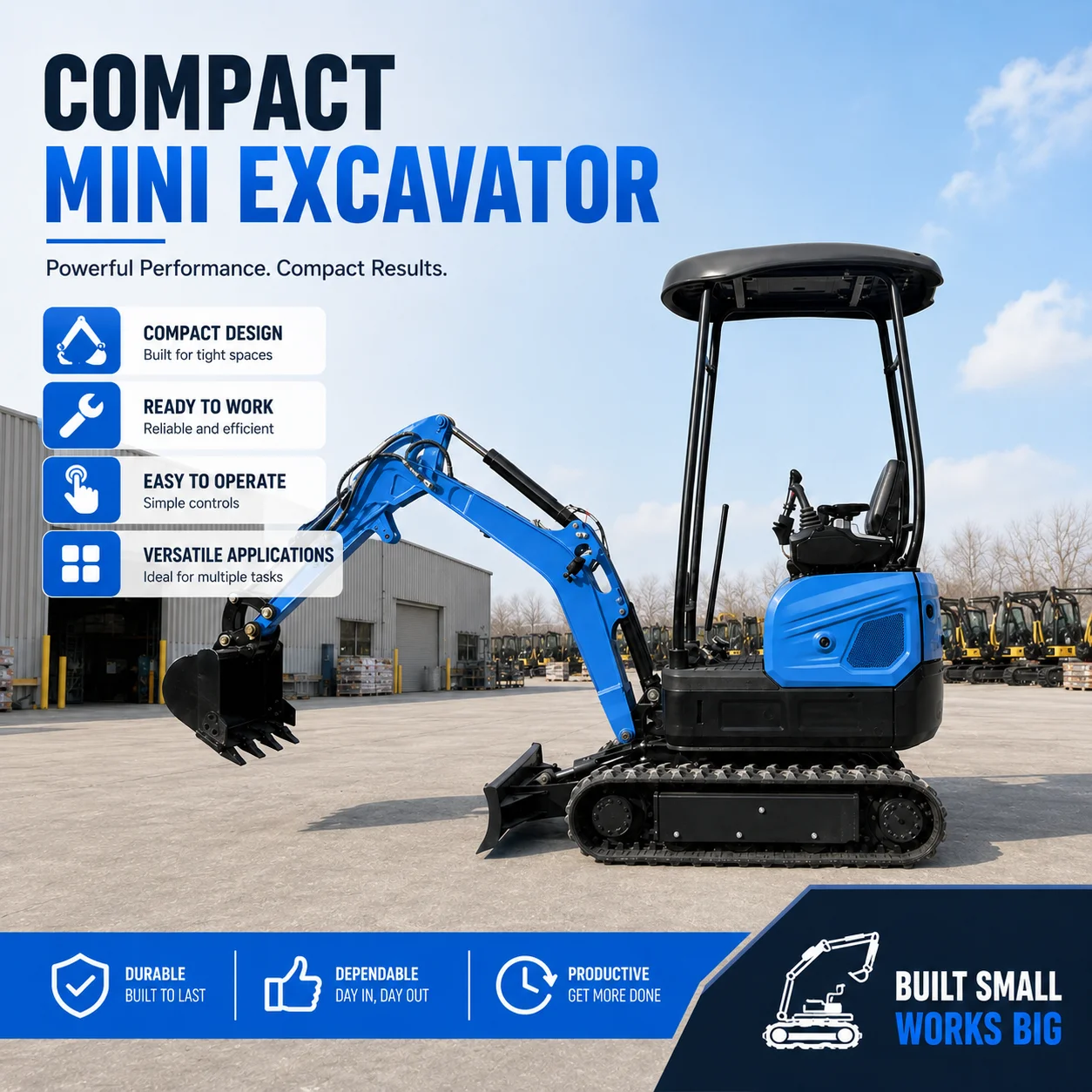1.8 Ton Mini Excavator Compact Crawler Digger Machine for Garden Landscaping Farm Trenching and Small Construction Projects