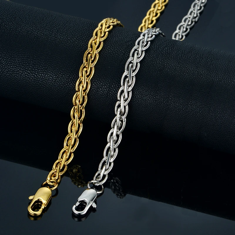 

4MM 8MM Foxtail Chain Necklace for Men Women,Punk Long Stainless Steel Curb Link Chain Chokers,Silver Color Solid Metal Collar