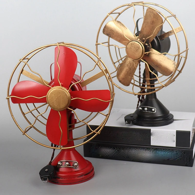 Simulation Electric Fan Vintage Model Crafts Bar Cafe Decoration Ornaments Photography Prop Retro Fan Furnishings