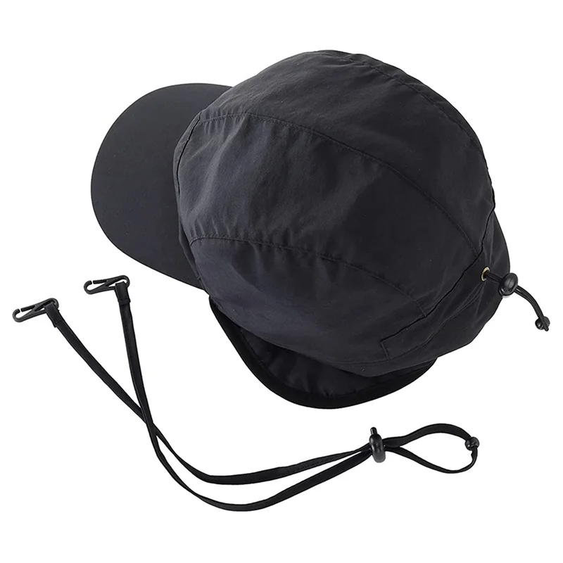 A64T-2X 방수 겨울 모자 따뜻한 폴리에스테르 안감 귀덮개 야구 모자, 블랙