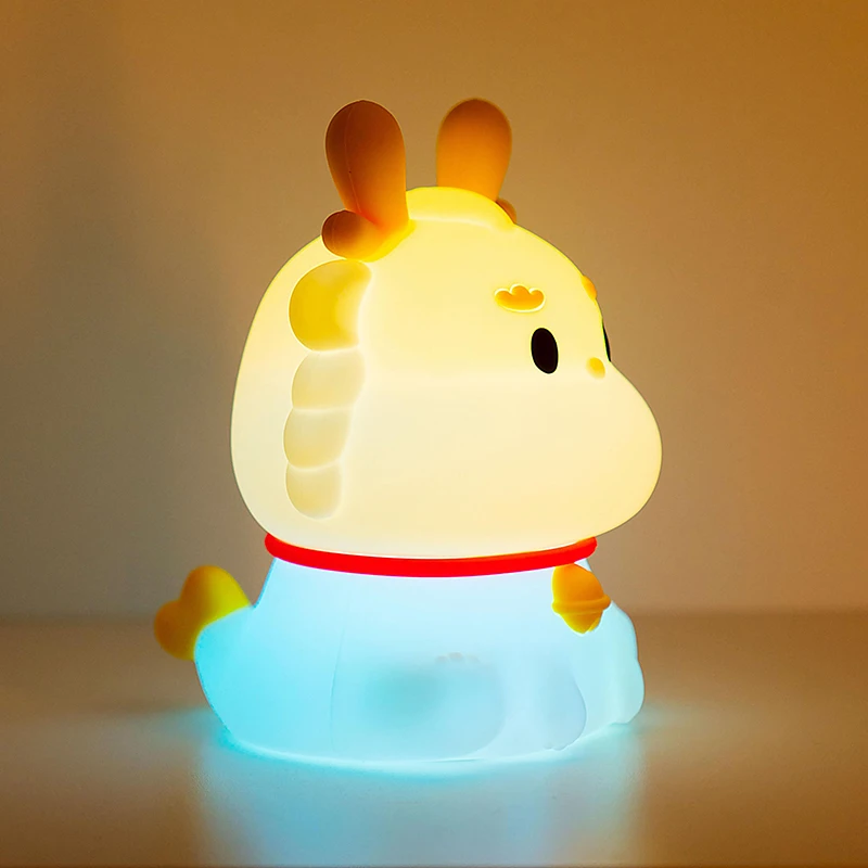 1pc LED nightlight Cute Chubby loong light cartoon animal silicone light Children boy Girl gift family room decoration