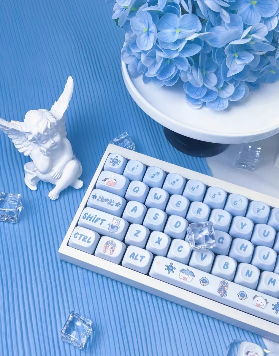 MOA Profile Keycap Blue Gift Cute PBT Keycaps 132 Keys Cute Key Cap Dye Sublimation Mechanical Gaming Keyboard Keycap MX Switch